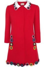 Mason floral-appliqu  wool-crepe coat at The Outnet